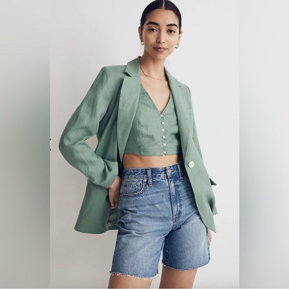 Madewell Larsen linen blazer in sage green